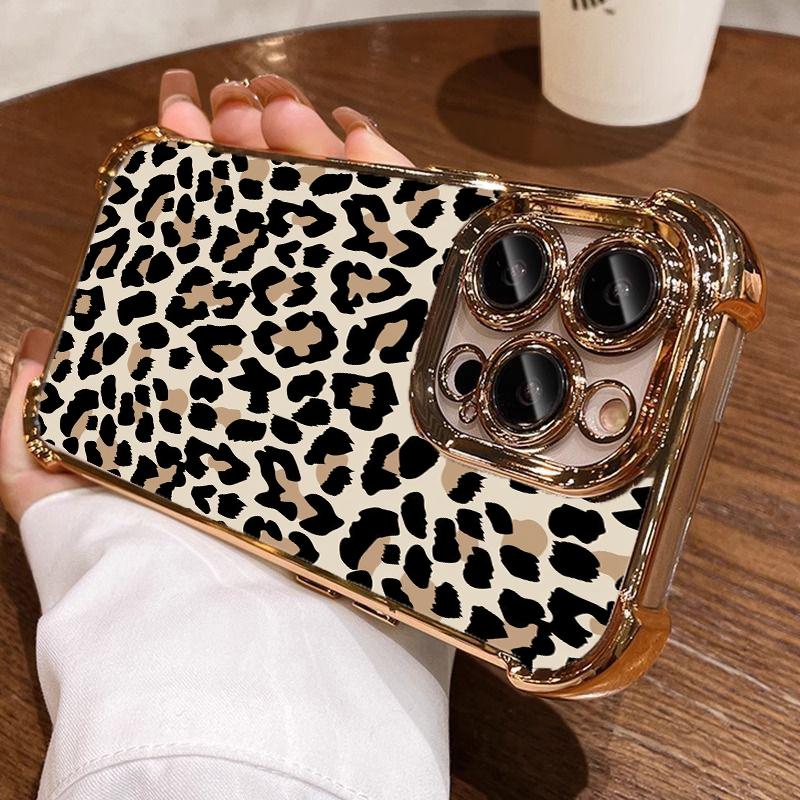 Funda de Lujo con Estampado de Leopardo Dorado Para Xiaomi Note 15 14 13 Pro Plus 5G 12 11S 4G Redmi 15C 15 14C 12C 10C Cubierta de TPU Galvanizado
