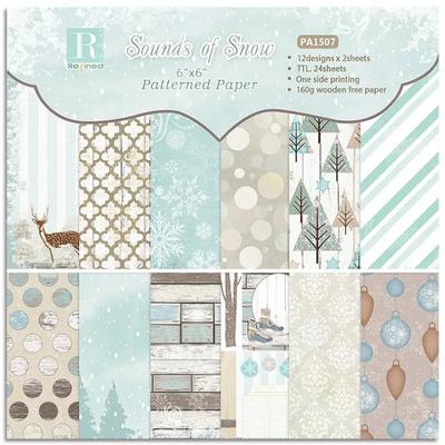 Blocs de papier artisanal de noël, histoire d'hiver, Pinetree, matrices de découpe, arrière-plan artistique, fabrication de cartes Origami Scrapbooking, 24 feuilles