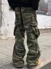 2025 Unisex Camouflage Distressed Micro-Flare Jeans with Multiple Pockets