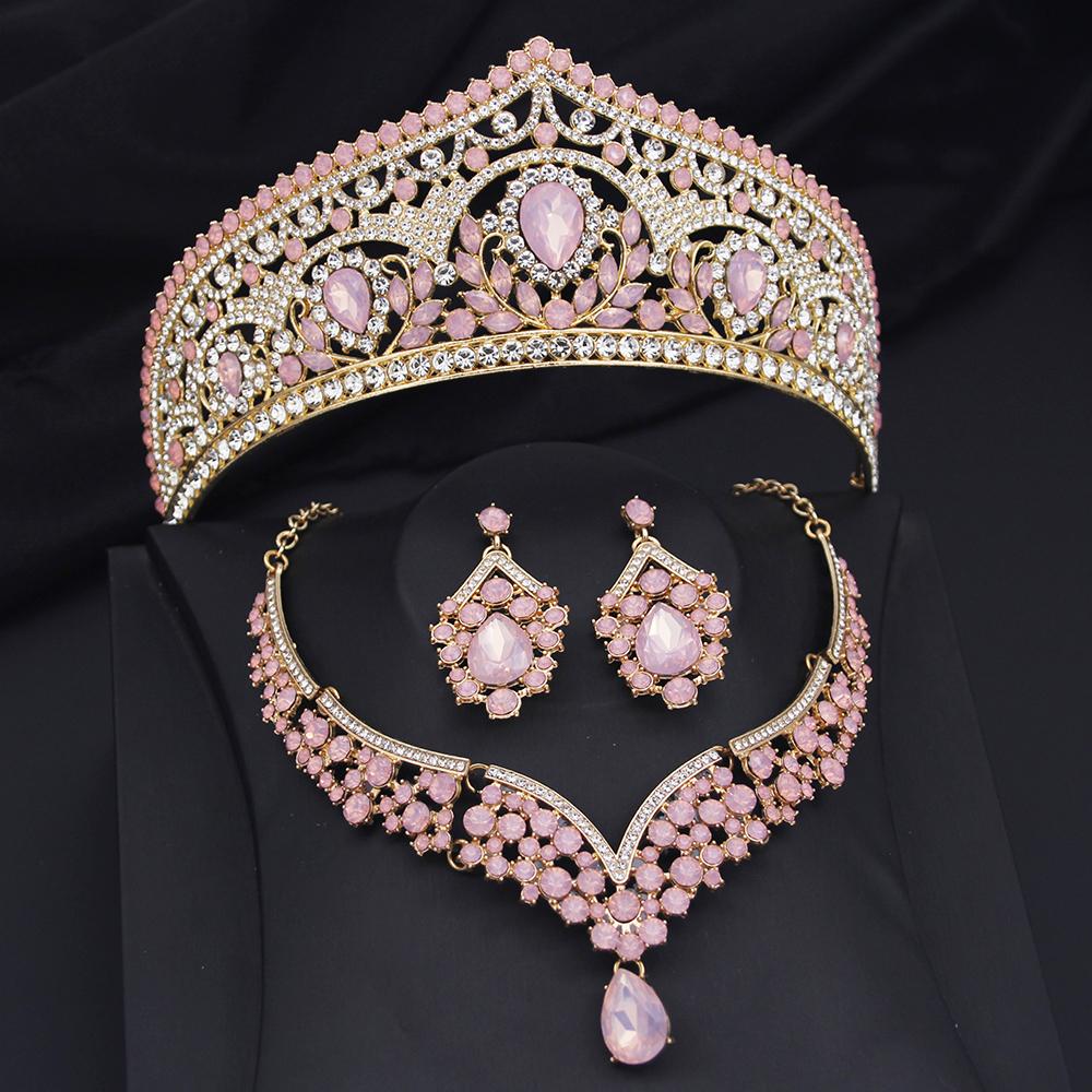 Princess Bride Crown Jewelry Sets for Women Tiaras and Necklace Earrings Set Prom Bridal Wedding Birthday Jewelry Accessory