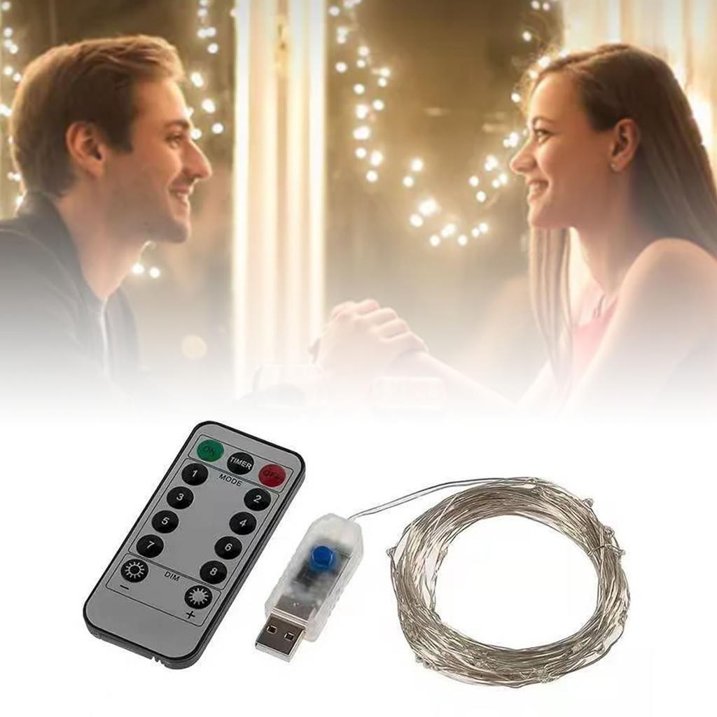 Indoor String Lights 21.9yd Length Remote Control 8 Light Modes Copper Wire LED Wire Lights for