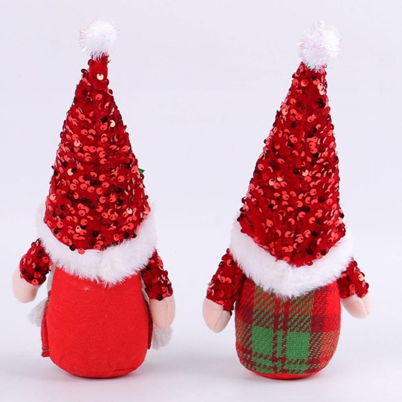 Christmas Sequins Pointed Hat Gnomes Decoration with Sand Filled Base Sparkling Sequins Hat Gnomes Tabletop Ornament
