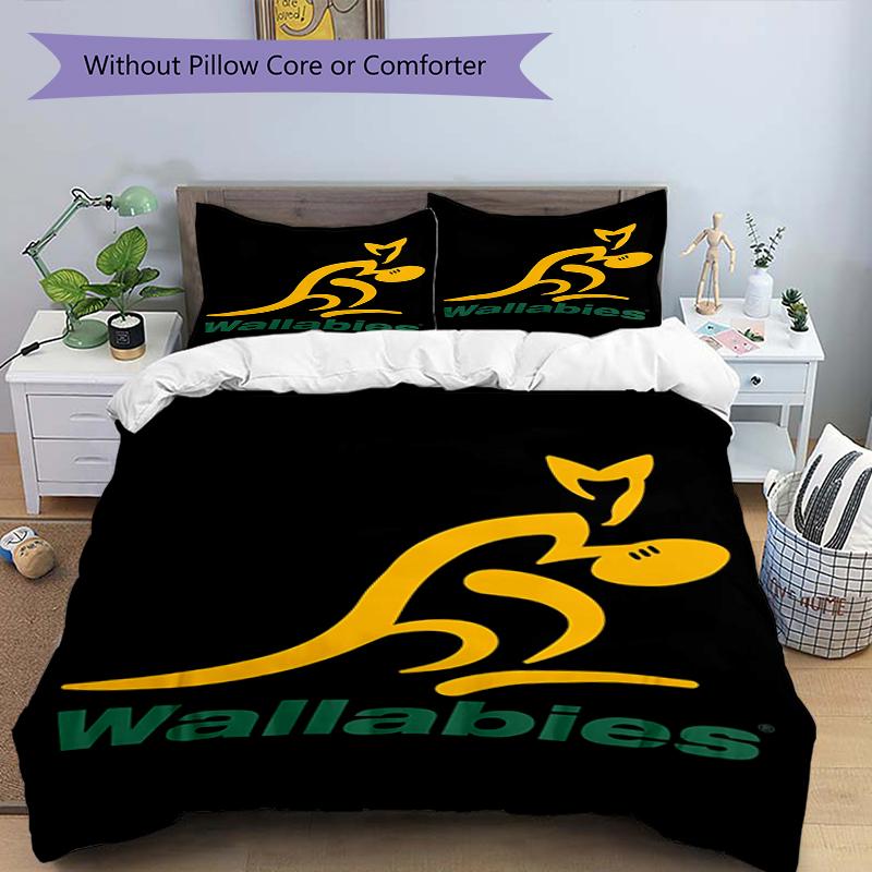 3pcs Wallabies Bedding Set Duvet Cover Closure Includes 1 Duvet Cover & 2 Pillowcases, Soft and Comfortable for All Seasons.