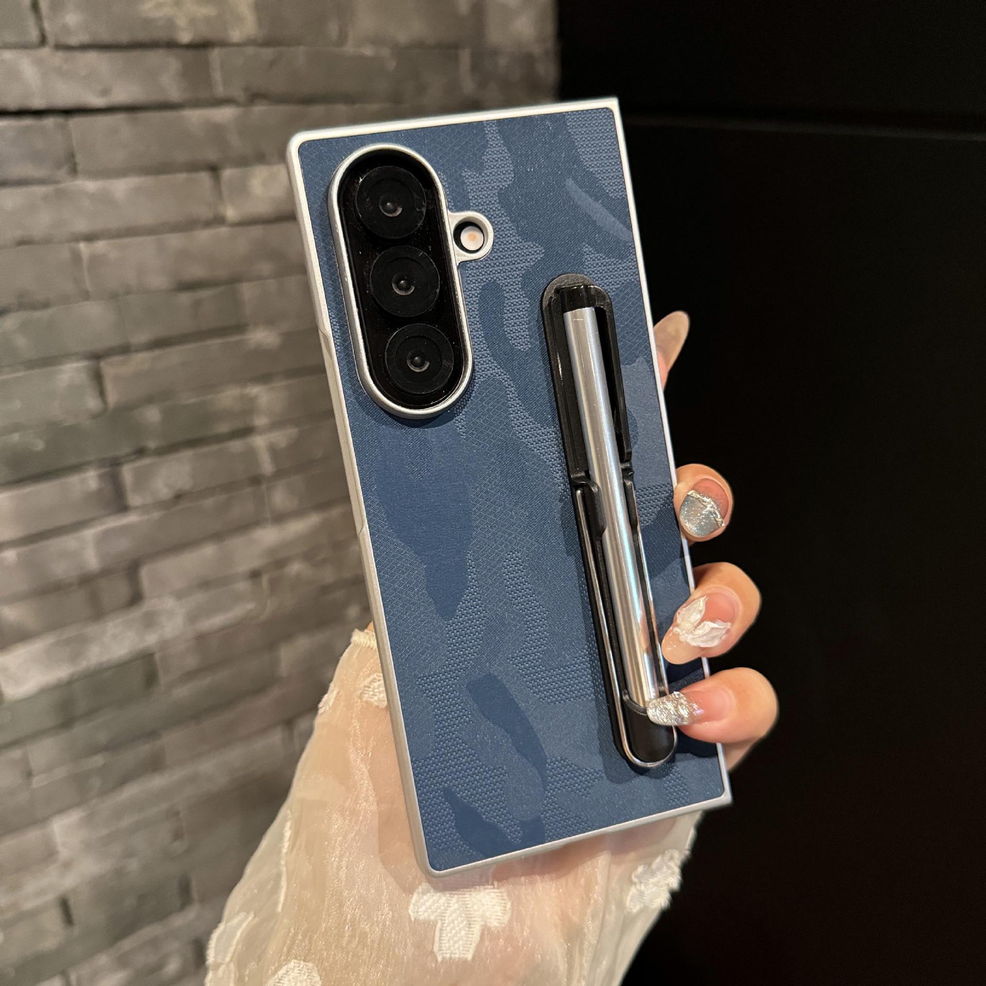 

Чохол-підставка з покриттям Soft-Touch для Samsung Z-Fold7/6 - Складаний та ударостійкий Z-Fold 4 Precision Hole синій