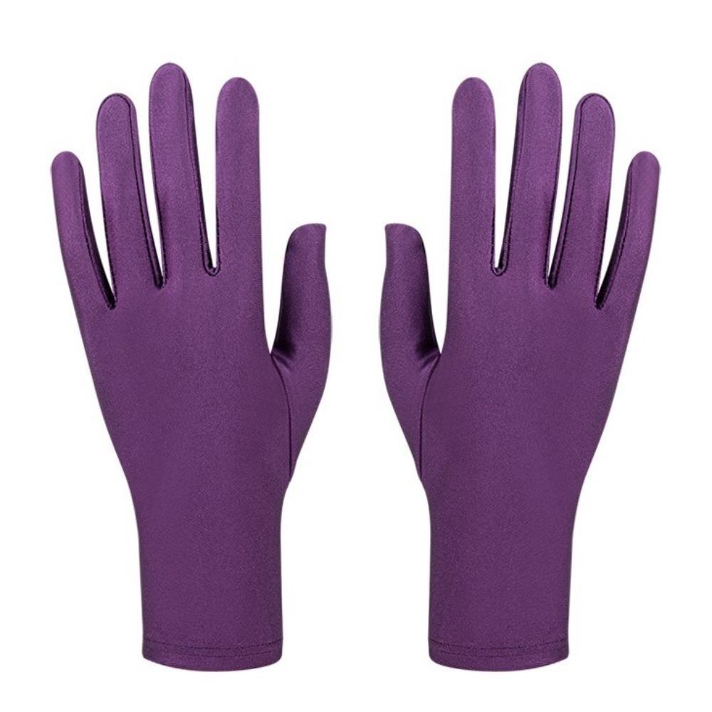 Однотонные солнцезащитные перчатки с полными пальцами, фотореквизит, новые варежки, женские фиолетовый