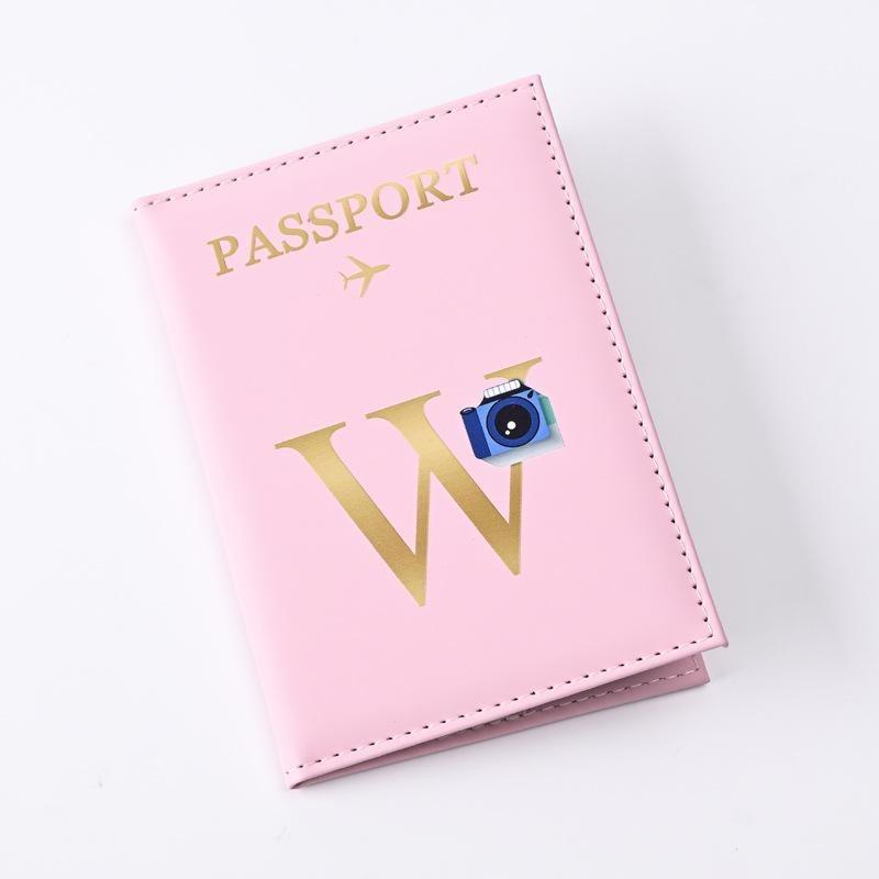 Husă pentru pașaport din piele imprimată cu litere Bărbați Femei Suport pentru pașaport Clip pentru bilet de avion Huse pentru pașapoarte Suport pentru identitate Suport card de credit