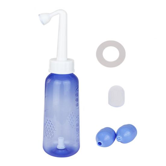 1 Set 500ML Nasal Washer Dust-proof Cover Precise Scale 60-Degree Angle Press Switch Double Nozzle Nose Wash Bottle Yoga Gym Tool