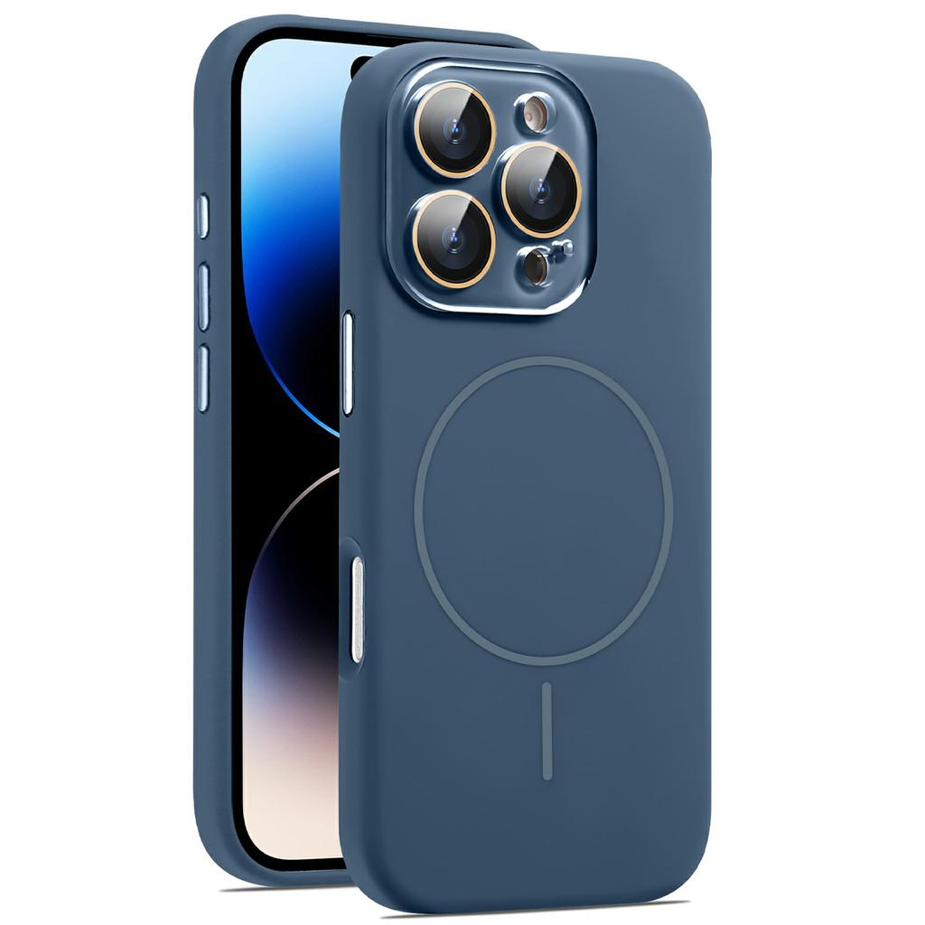Für iPhone 16 Pro Max Hülle Kompatibel mit MagSafe Silikon Handyhülle mit Kameraobjektiv Vollständiger Schutz