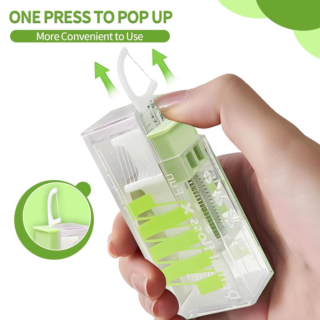 Portable Dental Floss Box Automatic Pop Up Floss Dispenser Press Type Travel Disposable Toothpick Floss Stick Holder