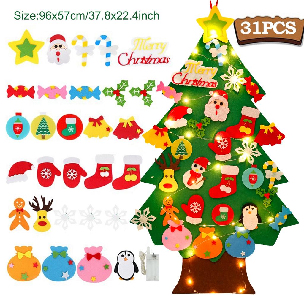 Kids DIY Felt Christmas Tree Merry Christmas Decorations For Home 2025 Christmas Ornaments Navidad Gifts Xmas Tree New Year 2025