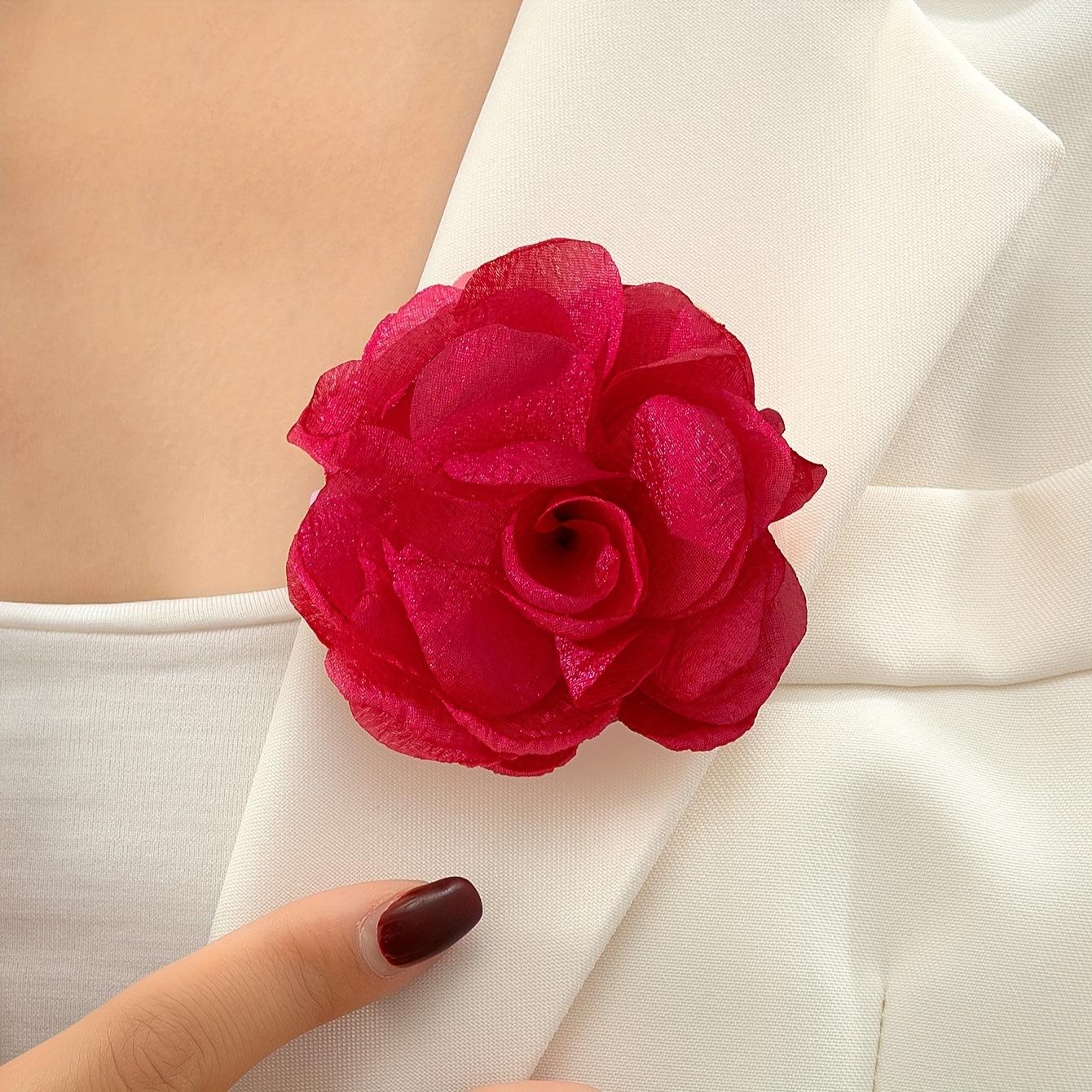 

Жовта тканинна пряжа квітка ручної роботи аксесуари квітка брошка аксесуари шифон кучеряві намистини червоний