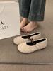 French flat-bottomed fairy wind 2025 round head pearl word with fluffy shoes women wear autumn and winter new cotton ladyshoes