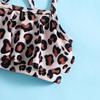 Girls' Leopard Print Sporty Swimsuit Set - Split Sling Style
