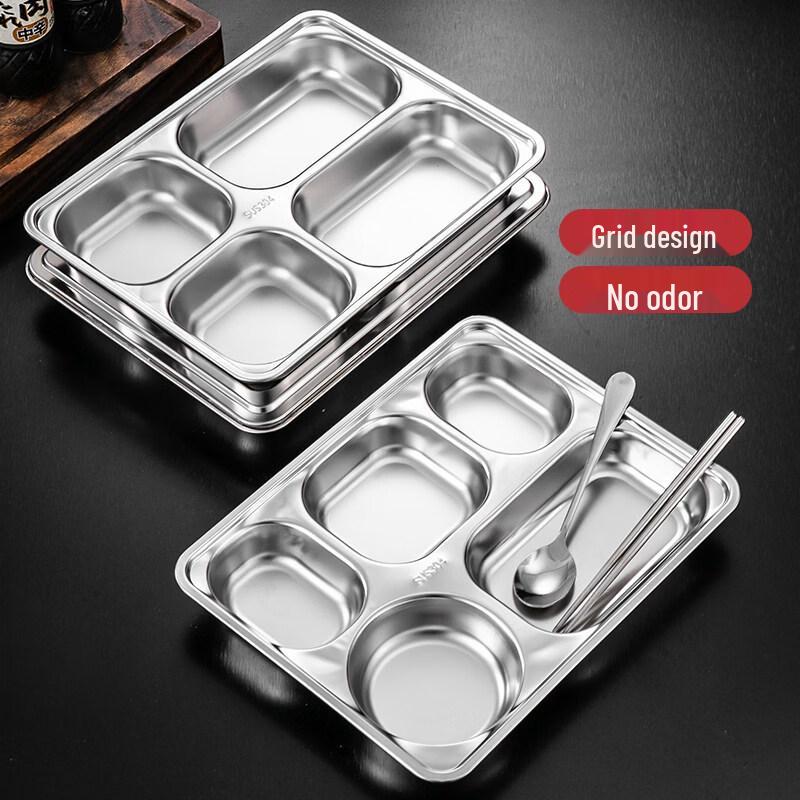 ZISIZ Thickened 304 Stainless Steel Square Dinner Plate