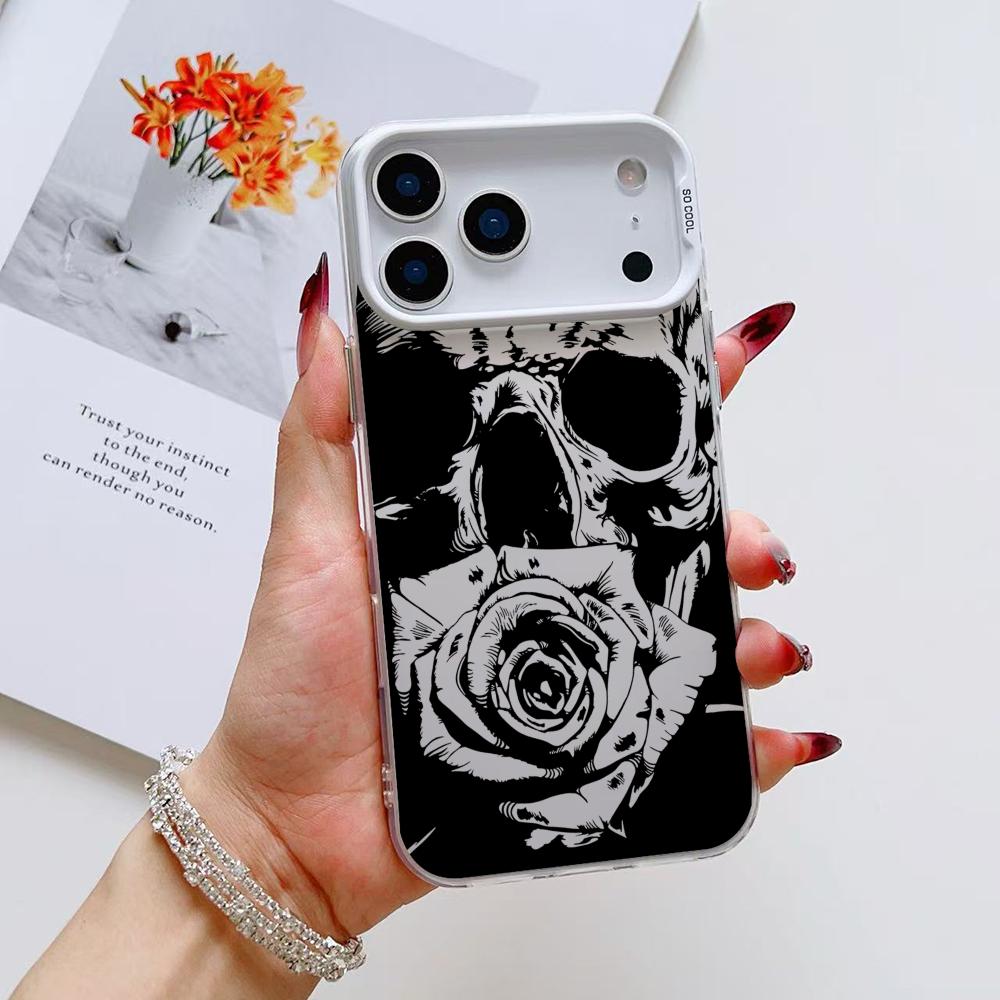 Cool Skull Phone Case For iPhone 17 16 15 14 13 12 11 Pro Max Air Matte Laser Aurora Shockproof Funda