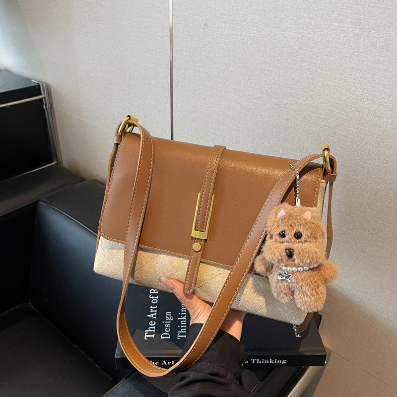 Retro Fashion Splicing Pendant Bag Women's 2025 New Armpit Bag Versatile Shoulder Large Capacity Simple Messenger Bag