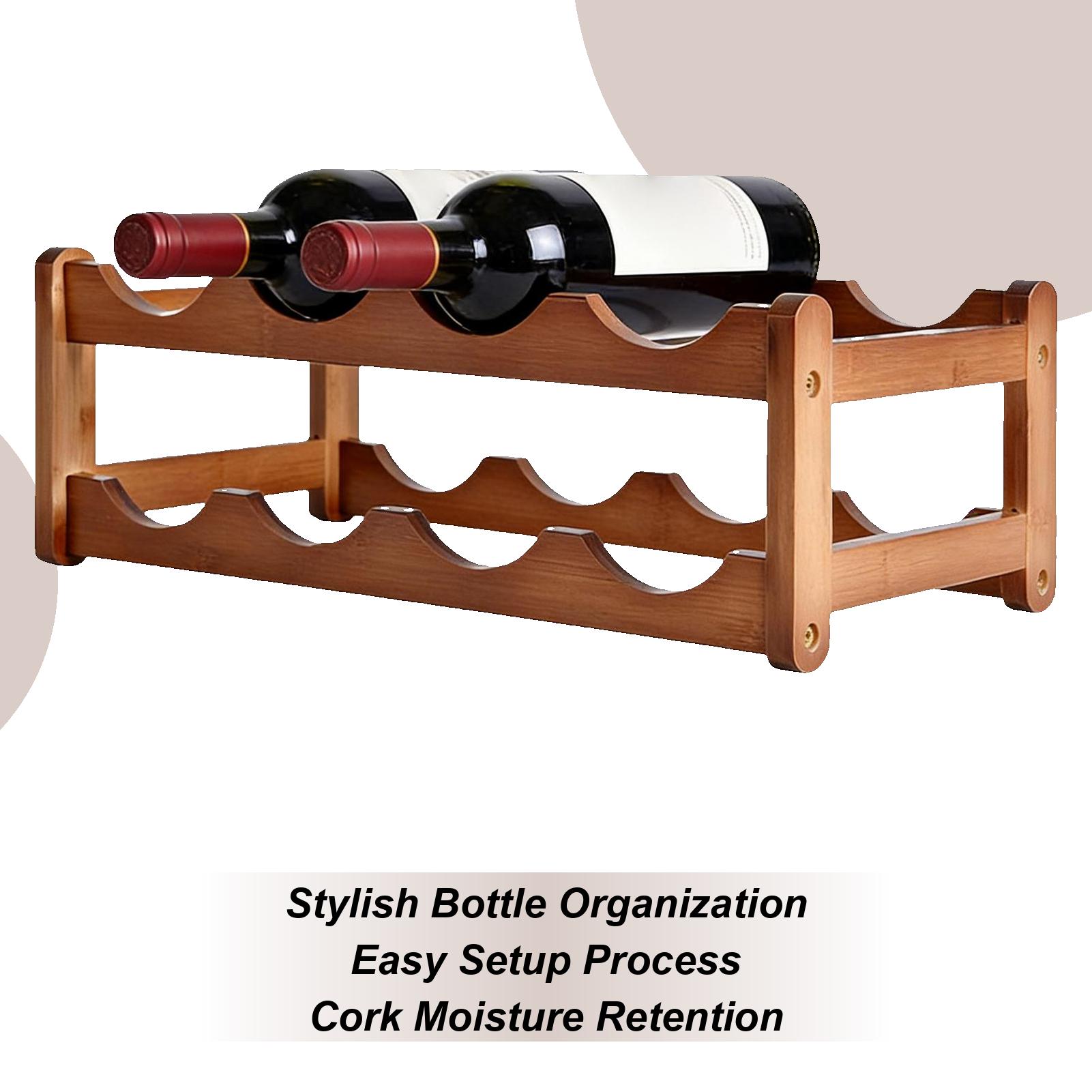 2 Tiers 8-Bottle Wooden Wine Storage Rack Wine Countertop Display Organizer Desktop Red Wine Display Rack For Kitchens Bars China Mainland