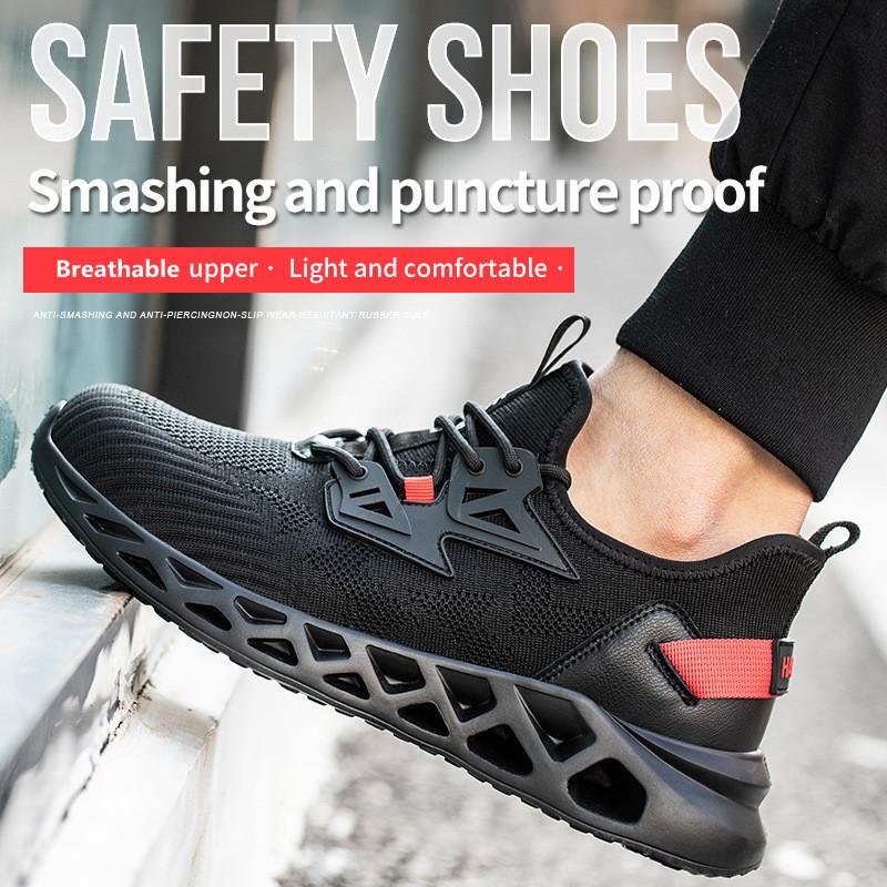 Breathable Lightweight Men Work Safety Shoes Indestructible Work Sneakers Anti-smash Puncture Resistant Steel Toe Safety Boots