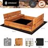 Holz-Sandkasten - SPRINGOS - 2026 - 120x120 cm - Imprägniertes Massivholz - Klappbare Bänke/Abdeckung