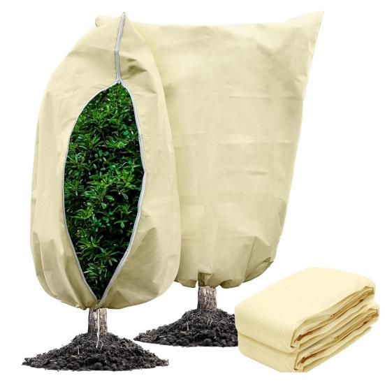 Plant Cold Proof Cover Freeze Protection Cover with Zipper Drawstring Breathable Frost Blanket for Outdoor Winter Shrubs Trees Potted Plants