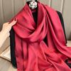 Breathable Spring Satin Scarf Silk Big Yarn Shawl Sweet Solid Color Headscarf  Clothing Accessories