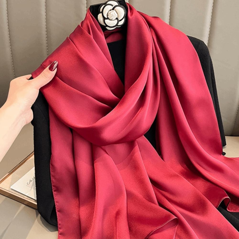 Breathable Spring Satin Scarf Silk Big Yarn Shawl Sweet Solid Color Headscarf  Clothing Accessories