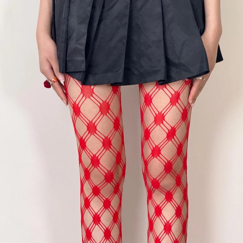 Women's Sexy Three-line Diamond Check Fishnet Tights Summer Thin Version Breathable Highly Elastic Holey Anti-hook Pantyhose
