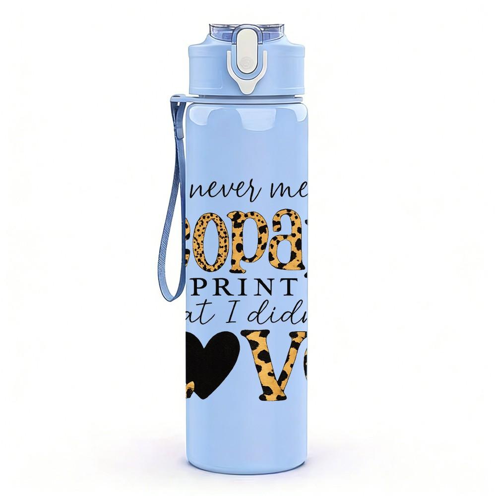 1PC Leopard Print Love Letter 750ml Color Plastic Sports Water Bottle Leakproof Flip Straw Lid Suitable for Sports Office Home Use