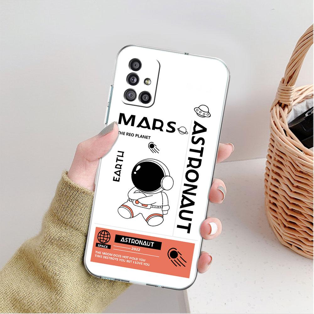 Luxury Astronaut Clear Case For Samsung Galaxy A52 A12 A51 A32 A21s A71 A32 A22 50 A70 A31 A72 5G Phone Cover