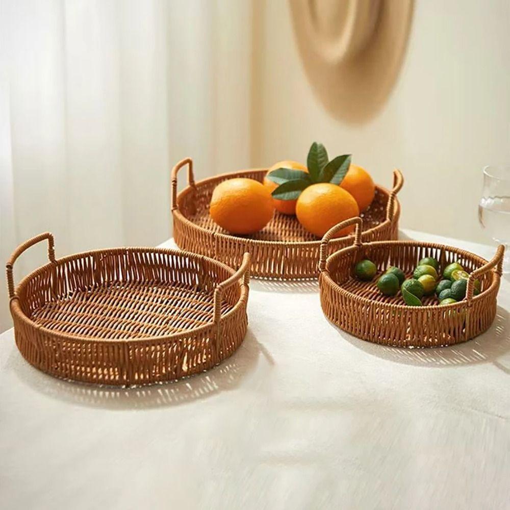 1Pcs with Double Ears Storage Tray Breakfast Bread Food Fruit Vegetable Cake