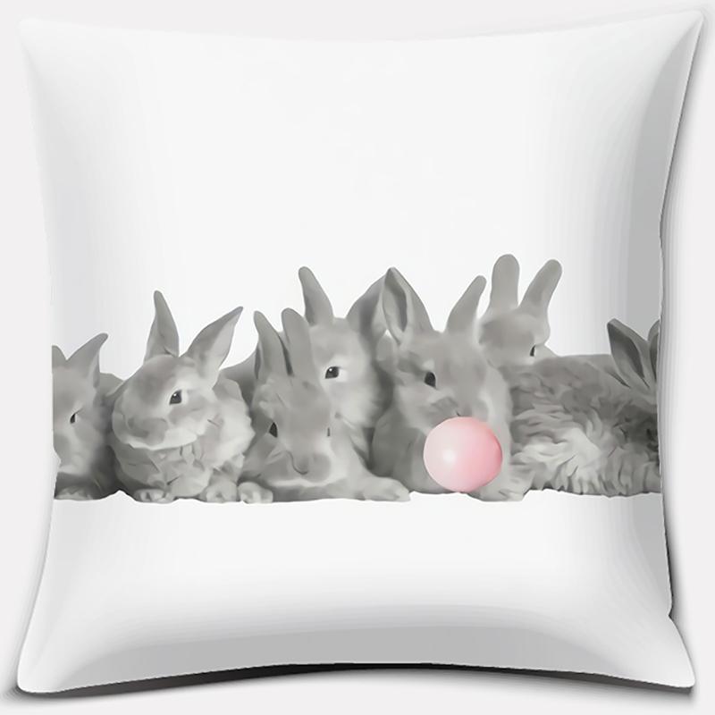 Cute Rabbit Series Pattern Pillowcase Square Pillowcase Home Office Decoration Pillowcase Living Room Bedroom Home Decoration