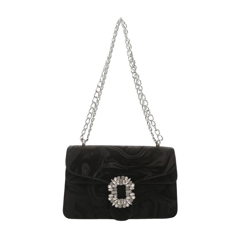 Fashionable Diamond-set Small Square Bag New Style Chinese Style Gem Handbag Women's Bag Fashionable Temperament One-shoulder Crossbody Bag