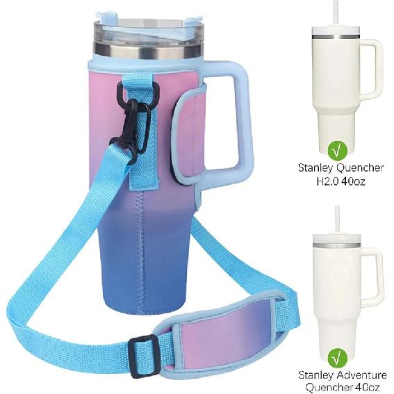 1PC Water Bottle Carrier Bag for Large Capacity Tumbler Cup with Handle Water Bottle Cup Sleeve with Adjustable Shoulder Strap Cup Holders 5