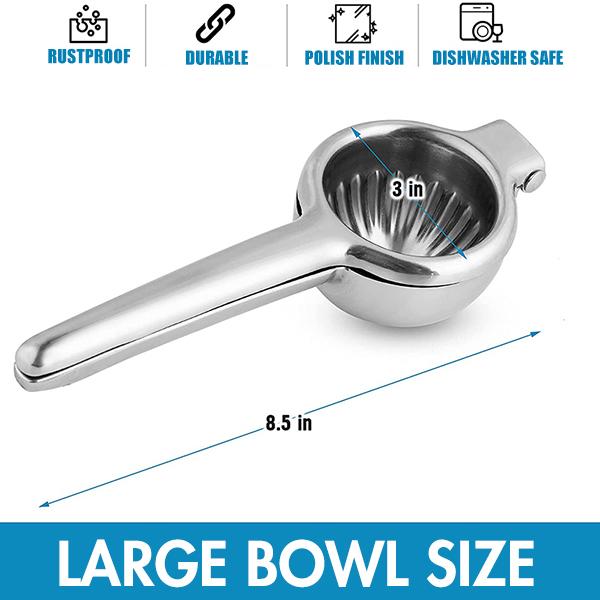 

Lemon Squeezer 304 Stainless Steel, Large Lemon Juicer Hand Press, Ergonomic Citrus Squeezer & Fruit Juicer - Kitchen Tools