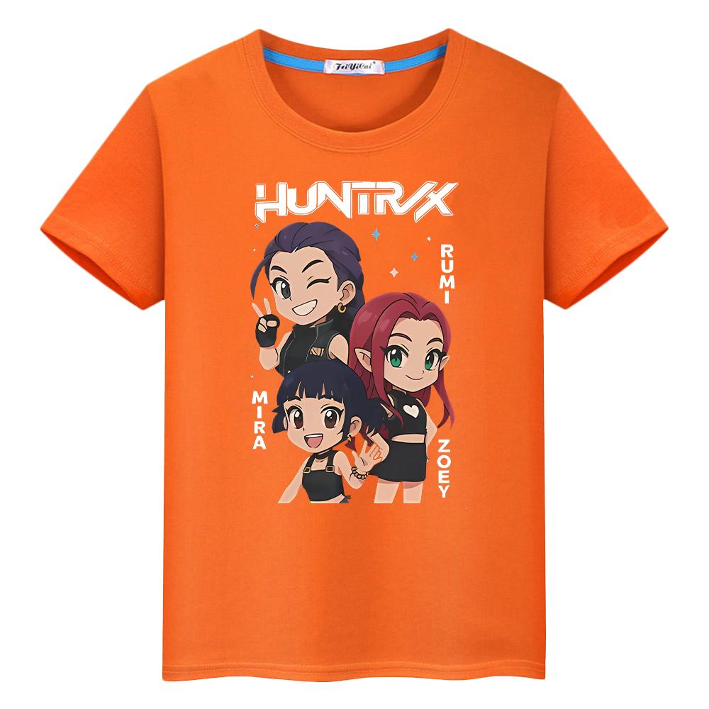 Kpop cazadores de demonios niños Estampado Kawaii Camisetas 100% Algodón Bonitos Tops camiseta para niños niño 10años anime Corta y2k Navidad ropa para niñas