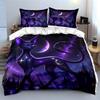 Enchanted Purple Cat In Moonlit Night Print Bedding Set 1 Duvet Cover 2 Pillowcases for Adult and Children Luxury Gift