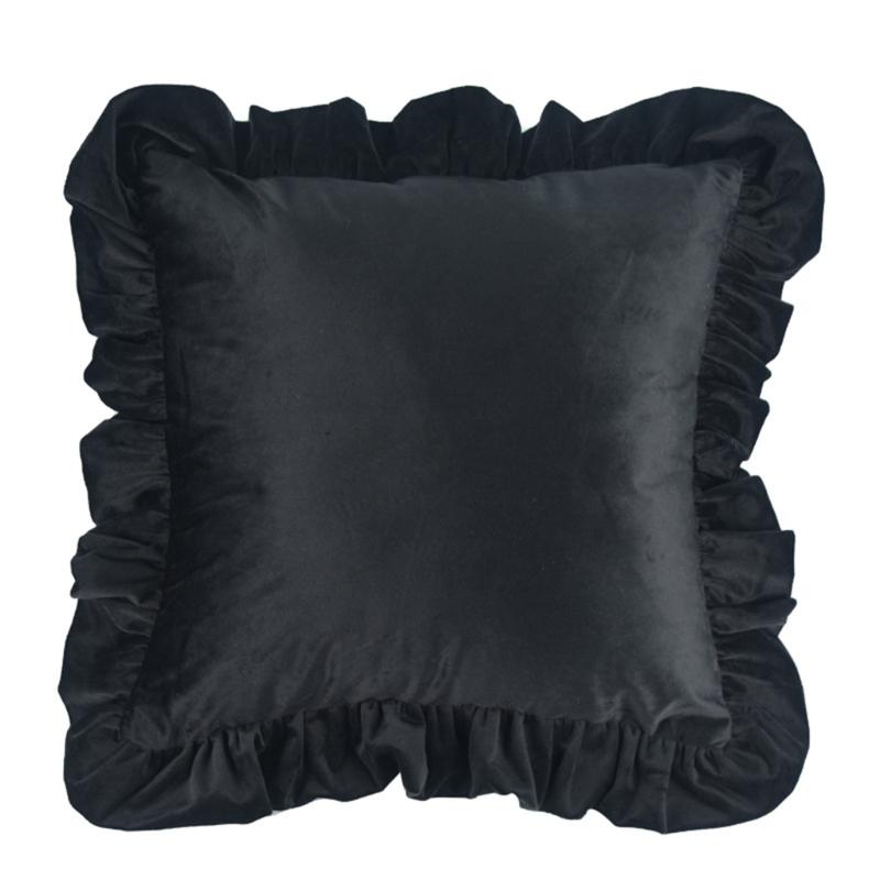 17.7In/19.7in Pillowcase Square Ruffled Pillow Sham Velvet Wrinkle Resistant Zippered Sofa Bedroom Decoration