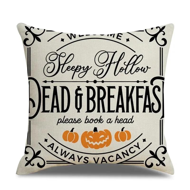 45x45cm Halloween Pillowcase Single Linen Pillowcase Waist Pillowcase for Living Room Sofa Car Home Decor