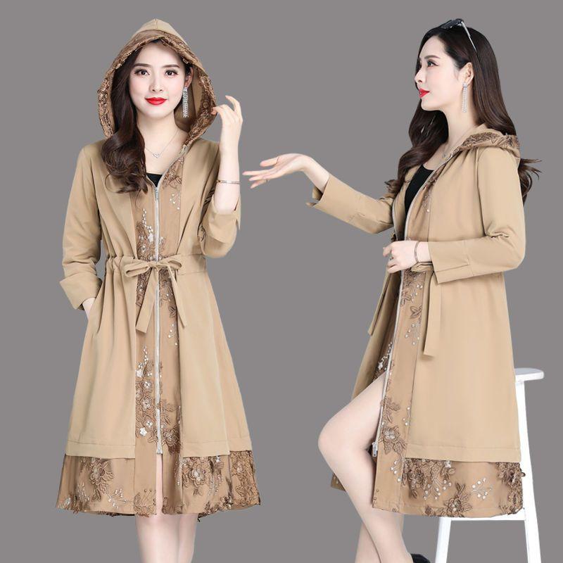 Popolare Trench da Donna di Media Lunghezza Stile Coreano Giacca a Vento Primavera Autunno Moda Stile Taglie Grandi Cappotti Tendenza Top 5XL