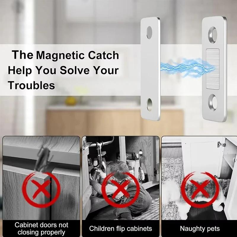 Magnetic Cabinet Catches Ultra Thin Door Strong Magnets Stopper Invisible Adhesive Drawer Magnet Lock for Kitchen Closet Closer