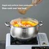 Stainless Steel Stock Pot with Glass Lid 5L Gas Stove Induction Dishwasher Safe Use Heatproof Handles Prevents Spills
