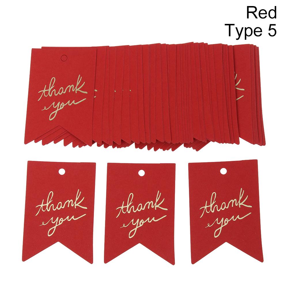 50PCS Gold Stamping Paper Gift Tags Thank You Hang Label Christmas Box Decor Black Red White Birthday Party Supplies DIY Access