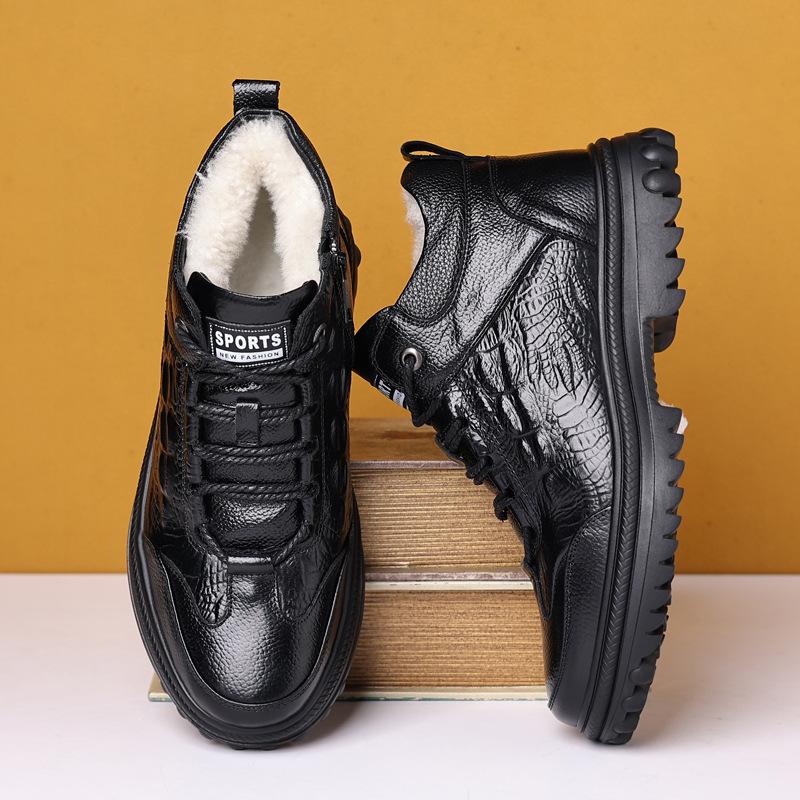 Men's Winter Warm High-Top Leather Shoes with Velvet Lining