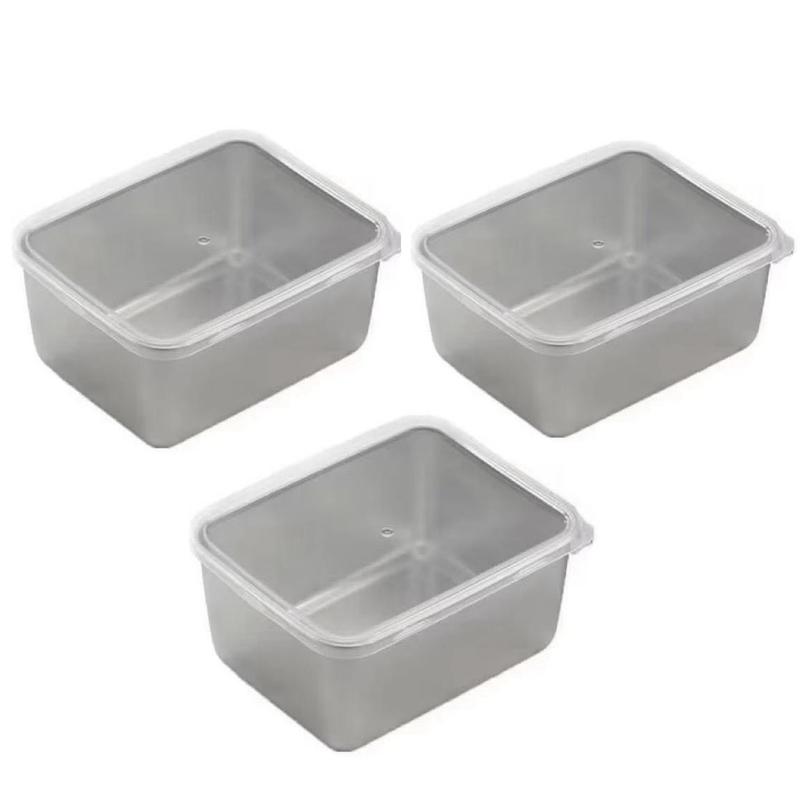 Stainless Steel Food Container with Cover Small Thicken Fresh-keep Food Fruit Lid Sealed Storage Box Kitchen Fridge Organizer