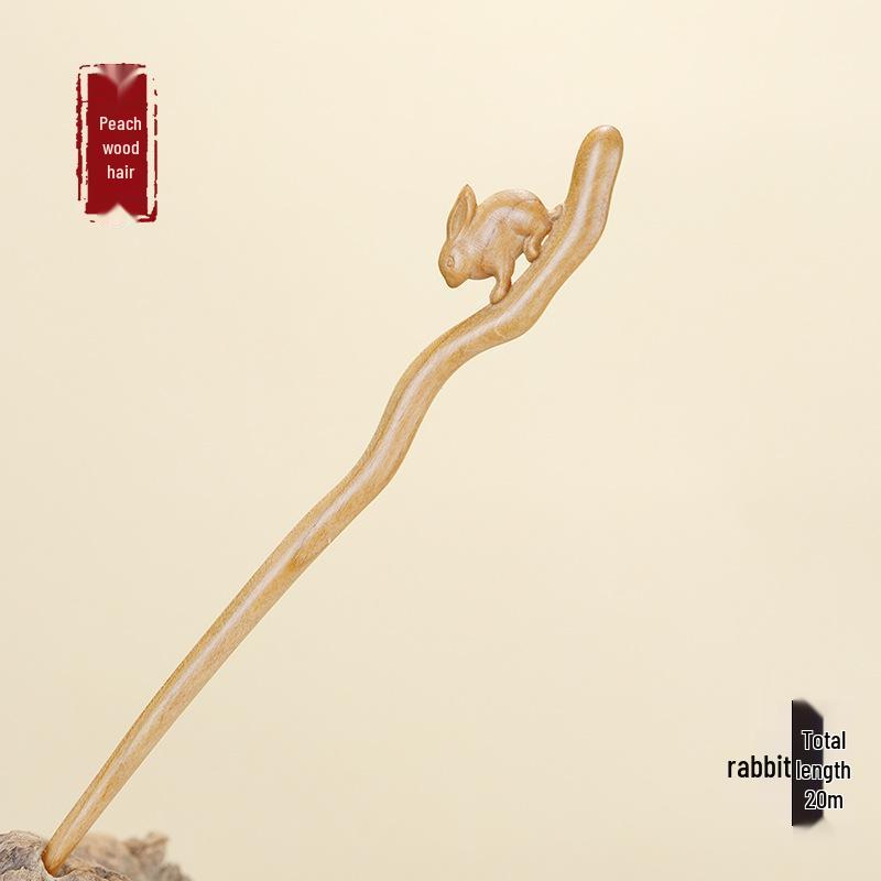 Hochwertige Haarnadel mit chinesischem Knoten aus Pfirsichholz - Neues Frühlingsstil-Haaraccessoire für Damen