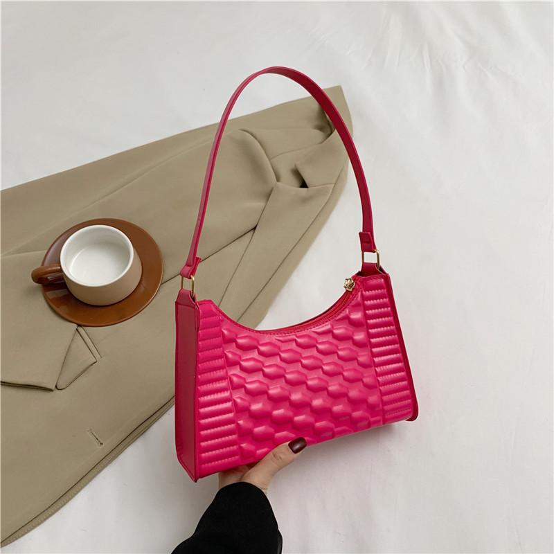 Versatile Black Pu Underarm Bag For Women Stylish Everyday Use With Polyester Lining маджента