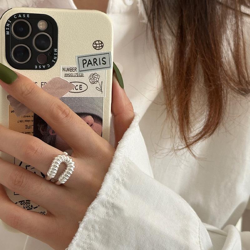 Korean Minimalist Style Geometric Copper Ring Adjustable Size Fashion Accessory Women For