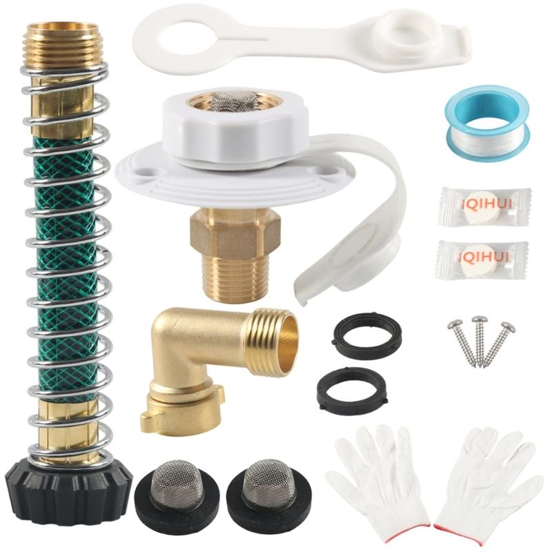 Motorhome Water Inlet Adapter Kit RVs Water Inlet RVs City Water Fill Inlet Kit 3/4NH Female 1/2NPT Male Connector белый