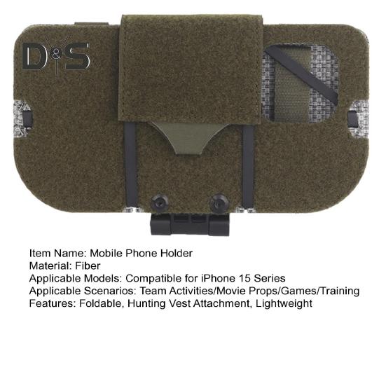 Foldable Hunting Vest Phone Holder Plate Carrier for iPhone 15 Mobile Universal Chest Navigation Board Cell Phone Mount Outdoor Vest Attachment