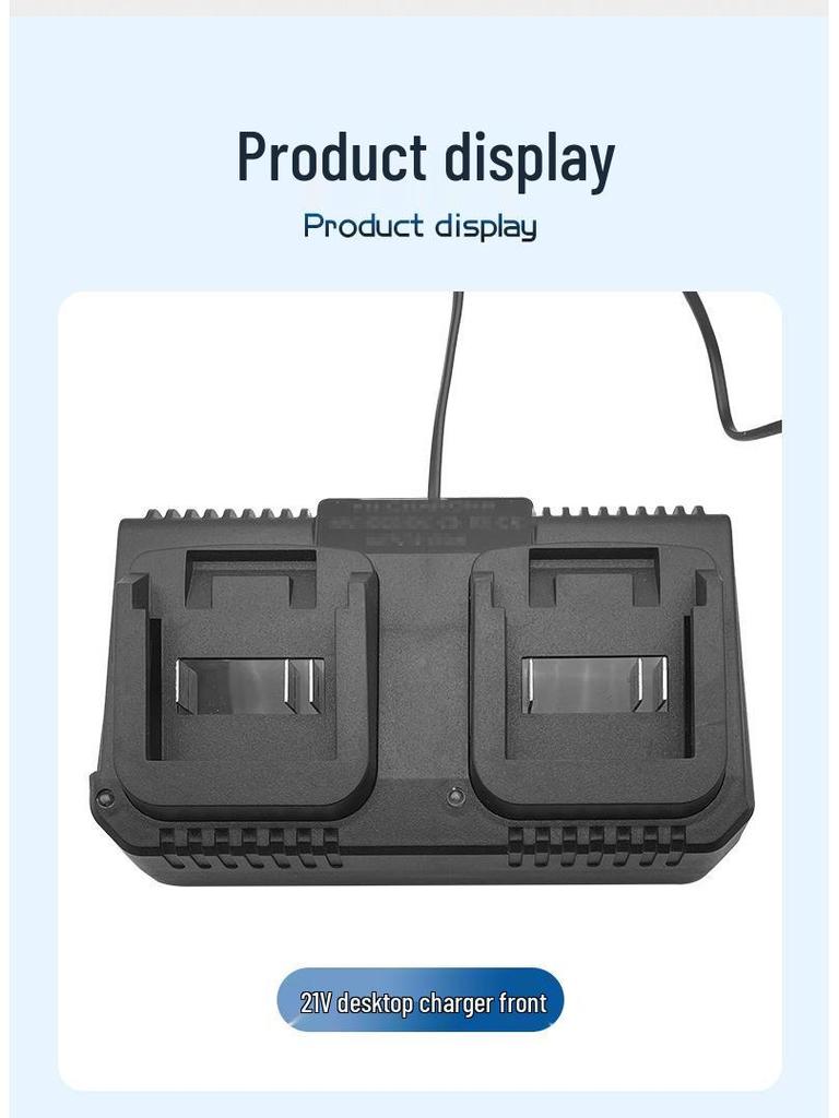 Makita 21V Dual Port Charger for Power Tools - Electric Drill & Wrench, Dual Slot, High-Power Lithium Battery Charger